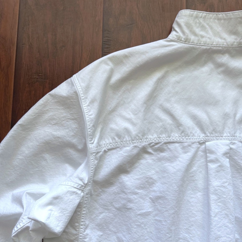 AYR The Tate Shirt Large White Cotton Oxford Stand Collar Oversized Minimalist - Picture 13 of 16